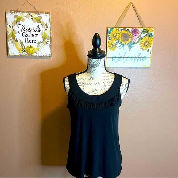 Rafaela black ruffle sleeveless top - Picture 1 of 7